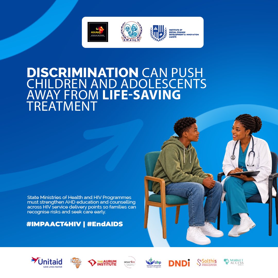 Chidera13Okoli's tweet photo. Stigma free healthcare system is the game changer 

@ANAYD_Africa @iscodionline @swatchngo @FMOH @NACA @NASCP @NHIA @UNICEF @UNAIDS @UNFPA @WHO @CHAI_Health @WORLDBANK @PATA @Aurum @teampata @afrocab
*#IMPAACT4HIV* https://t.co/F9XNqbYvXq