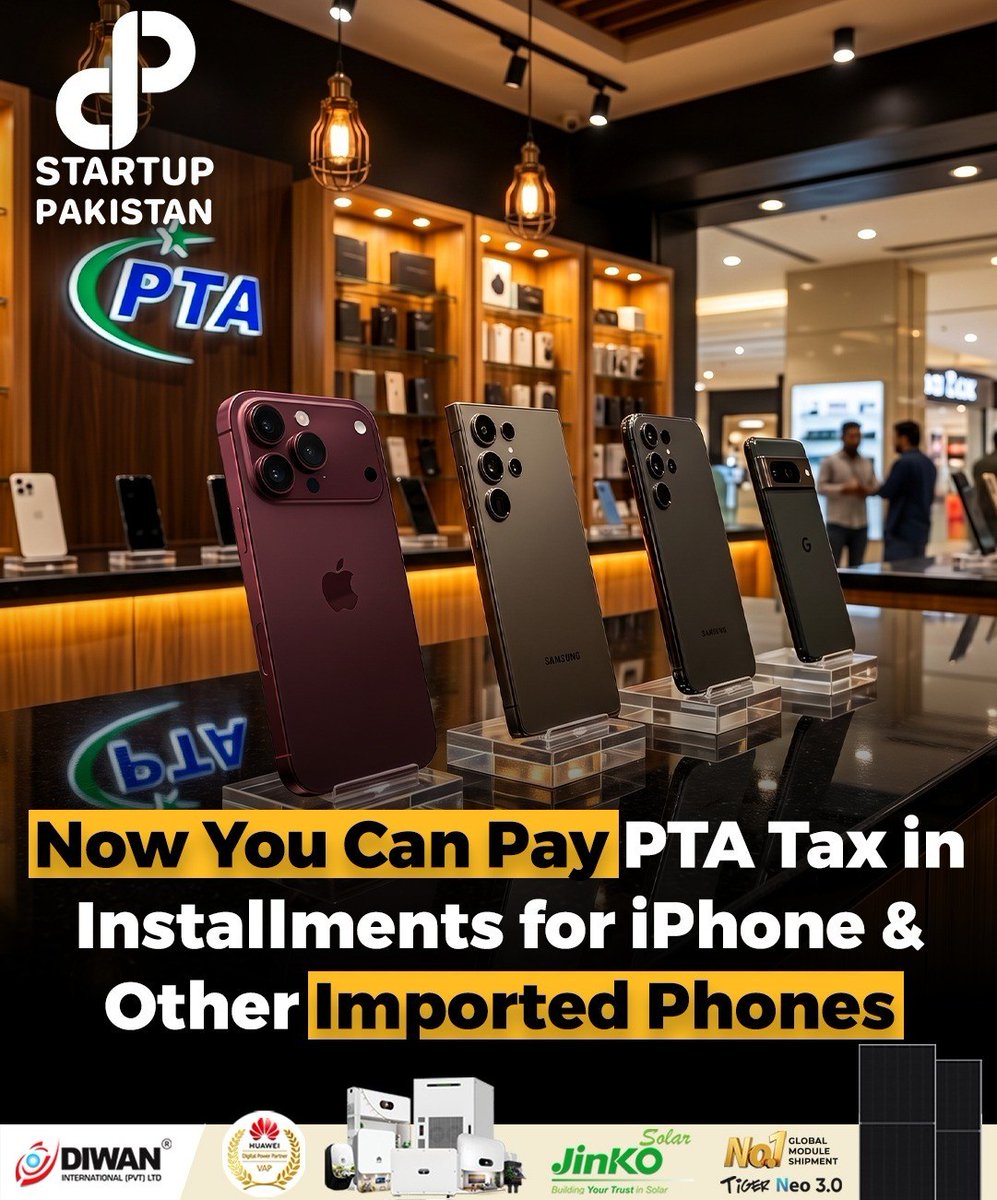 PakStartup's tweet photo. The Federal Board of Revenue (FBR) has introduced an installment facility for taxes on imported mobile phones, allowing consumers to spread payments instead of paying the full amount upfront. 

Under the new system, taxes ranging from Rs. 100,000 to Rs. 250,000 can be paid through monthly installments of around Rs. 8,000 to Rs. 17,000, with the total amount required to be cleared by the end of the financial year. 

The process will be handled through PTA’s DIRBS system during mobile registration. The move aims to ease the financial burden, encourage legal registration, reduce the informal market, and improve tax collection.

Disclaimer: This post is for informational purposes only and is based on publicly available reports. The image is AI generated and is just for reference.

#FBR #MobileTax #PTA #DIRBS #Pakistan #Smartphones #MobilePhones #TechNews #PakistanNews