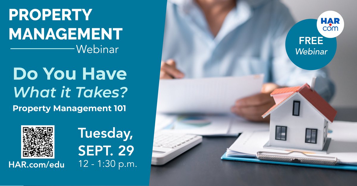 HARMembers's tweet photo. Curious about property management? Join us for this introductory webinar to learn the skills and responsibilities needed to succeed. Register at https://t.co/HOKbECKI51 https://t.co/kYnH2C9mUj