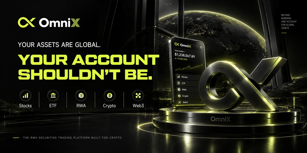 OmniX_Official's tweet photo. Your assets are global. Your account shouldn’t be. 🔗

Stocks. ETF. RWA. Crypto. Web3.

🎗️OmniX is building a unified financial experience through Omni-Account.

One account. Global assets.
#OmniX #RWA #Web3 #Crypto https://t.co/h7o4WMsKVq