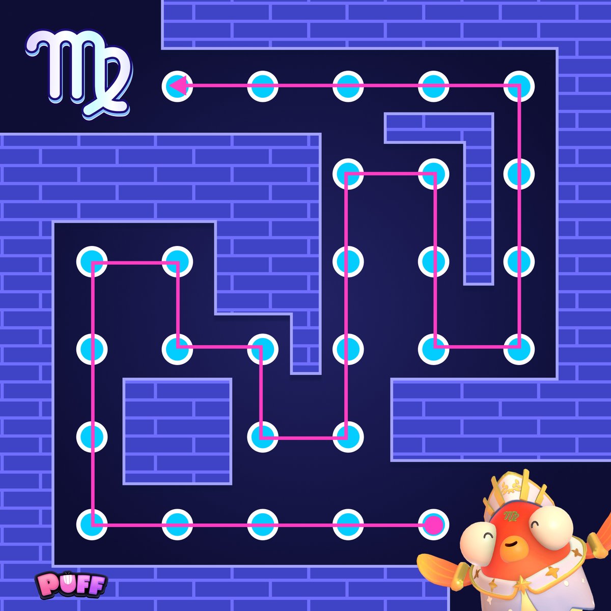 Puffverse's tweet photo. The celestial route has finally been revealed in #Puffverse 🌌

🔍 Check the answer key

Though one line is completed
🎁 More hidden routes are awakening
⭐️ More possibilities are waiting among the stars &amp; Puffs

More irresistible adventures are glowing in Puffverse for YOU 🫵 https://t.co/S3eyb6gz3O