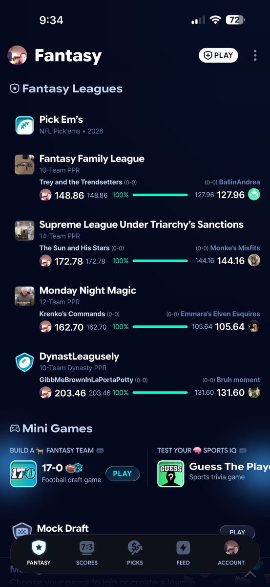 trouxgod's tweet photo. This is easily my best start to a fantasy season. All normal scoring. But let’s check back in 14 weeks 🤣. #NFLFantasy @SleeperNFL https://t.co/MG6wjIQrbp
