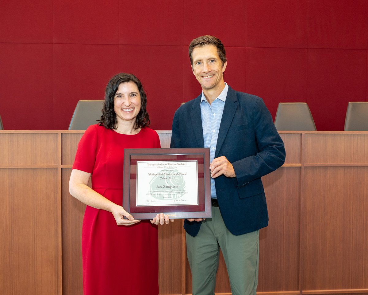 TAMULawSchool's tweet photo. ICYMI: Congratulations to Prof. Sara Zampierin on receiving the 2026 Distinguished Achievement Award from the @AggieNetwork. Recognized at the college level for her dedication, leadership, and service to Texas A&amp;M, Zampierin exemplifies the university's commitment to excellence. https://t.co/Snm9JDV9JX