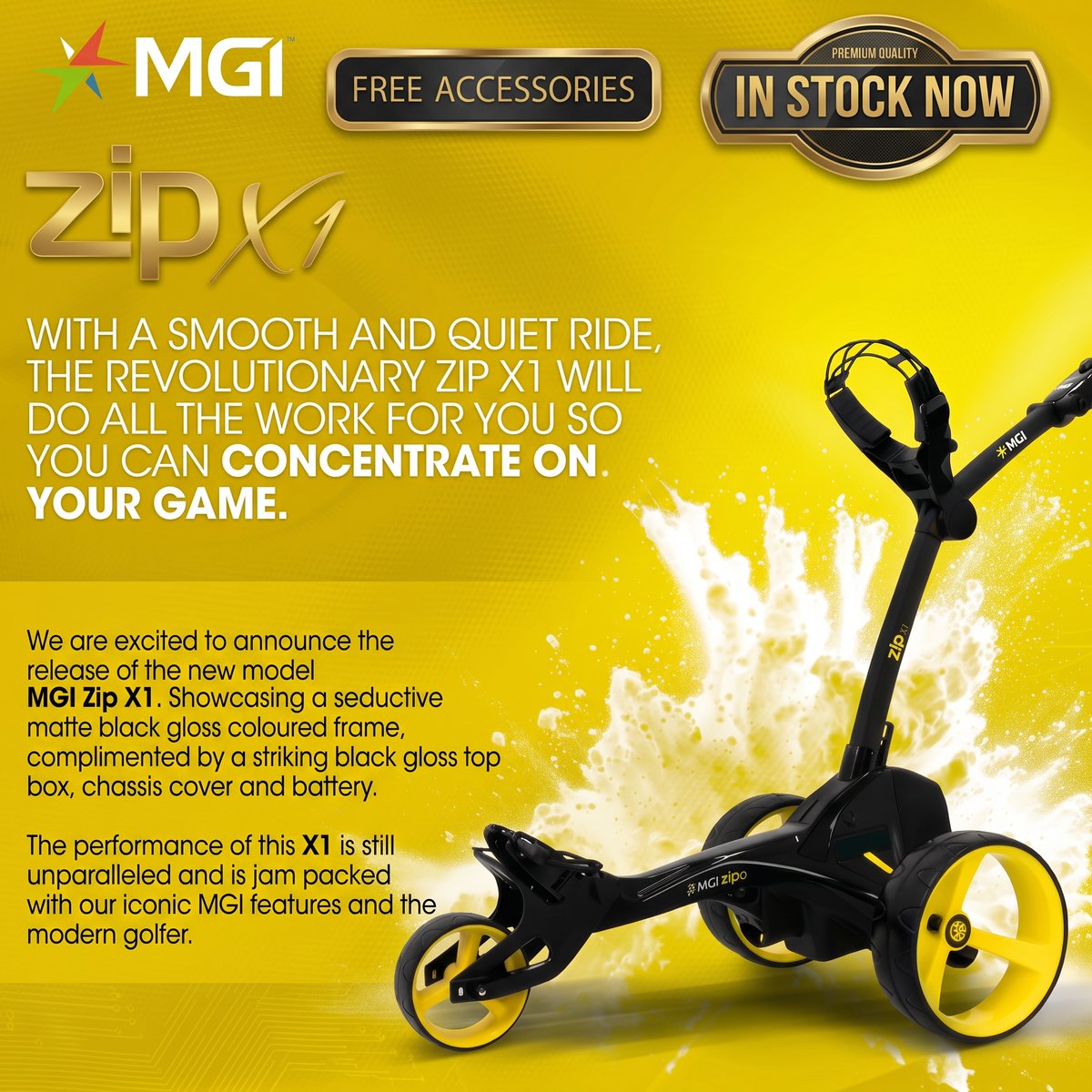 motogolfcom's tweet photo. If you're looking for a basic electric golf caddy so you can start walking but don't want to strain your back, the MGI Zip X1 is the perfect caddy to get started. You just push one button and the cart does all the work. You just walk behind the cart without stress. #mgigolf #electricgolfcaddy