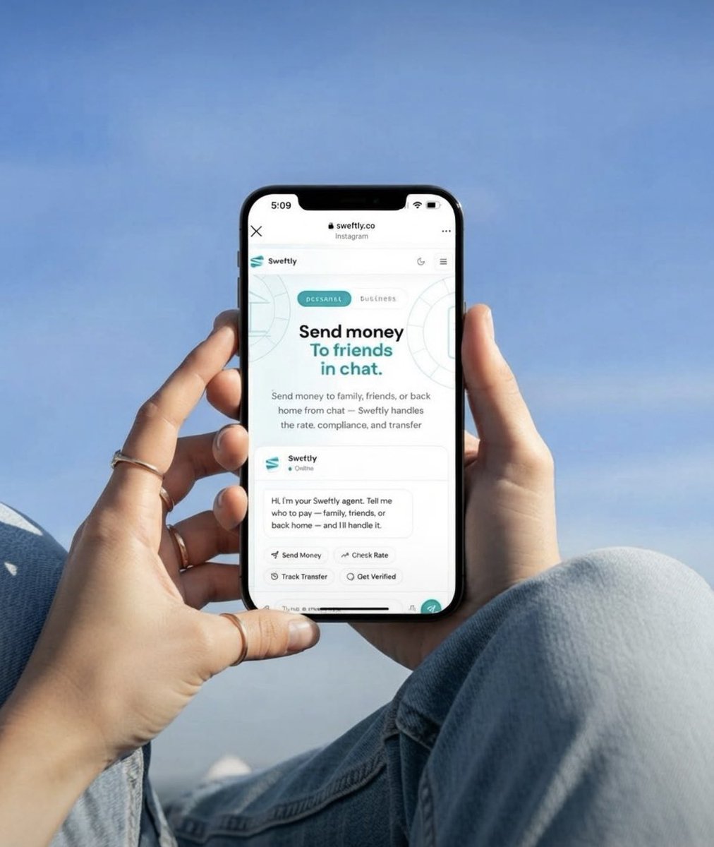 usesweftly's tweet photo. @NrsBunminire Sending money shouldn't feel like a chore.

With Sweftly, you can send cash to family, friends, or back home right from your chat, no extra apps or complicated steps required.

We handle the rates, compliance, and transfers so you don't have to. https://t.co/SAVyHZN6P1