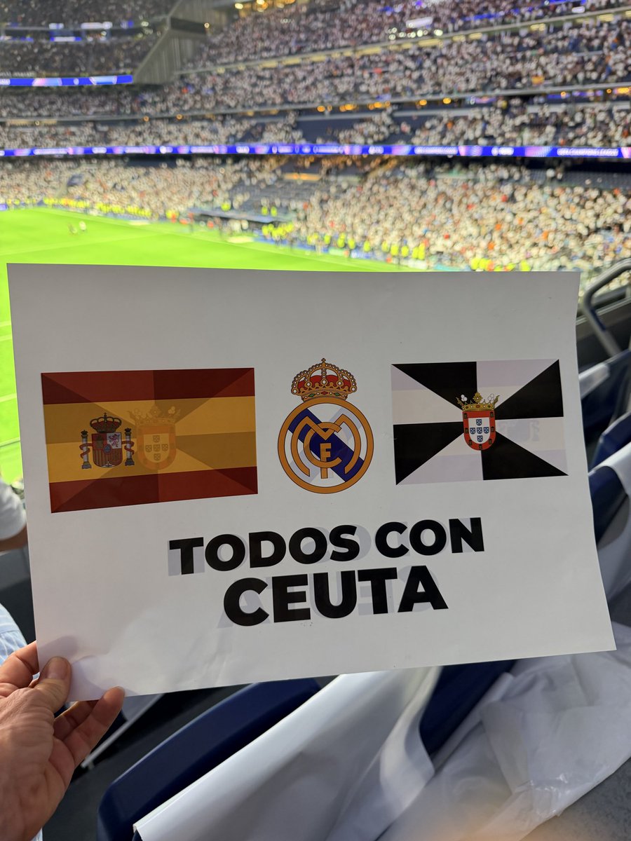 sshombre's tweet photo. @julioah89 @VillarrealCF @realmadrid @Florentino2026_ No debiste ver el partido contra el Inter. Alzábamos miles de carteles en apoyo a Ceuta y todo el estadio gritaba “Ceuta es España”🤷🏼‍♀️ https://t.co/LzxpeqVQSV