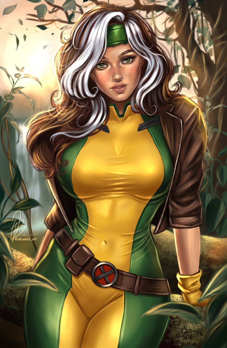 Oksaniel's tweet photo. Two iconic looks, one mutant! 💛💚
I drew both versions of Rogue completely from scratch for my comic art training. Rendering the classic leather/spandex vs. the Savage Land lighting was such a great challenge! ✨
Which one is your favorite: 1 (Classic) or 2 (Savage)? #procreate https://t.co/0b8PjEwIDl