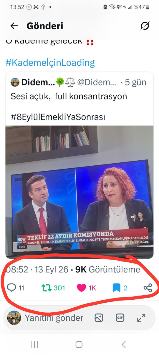 Didem77dido's tweet photo. Rekorlar kırıyoruz Kademe için ✊️✊️✊️

#seçimdenöncekademe https://t.co/hlgvW8r9an