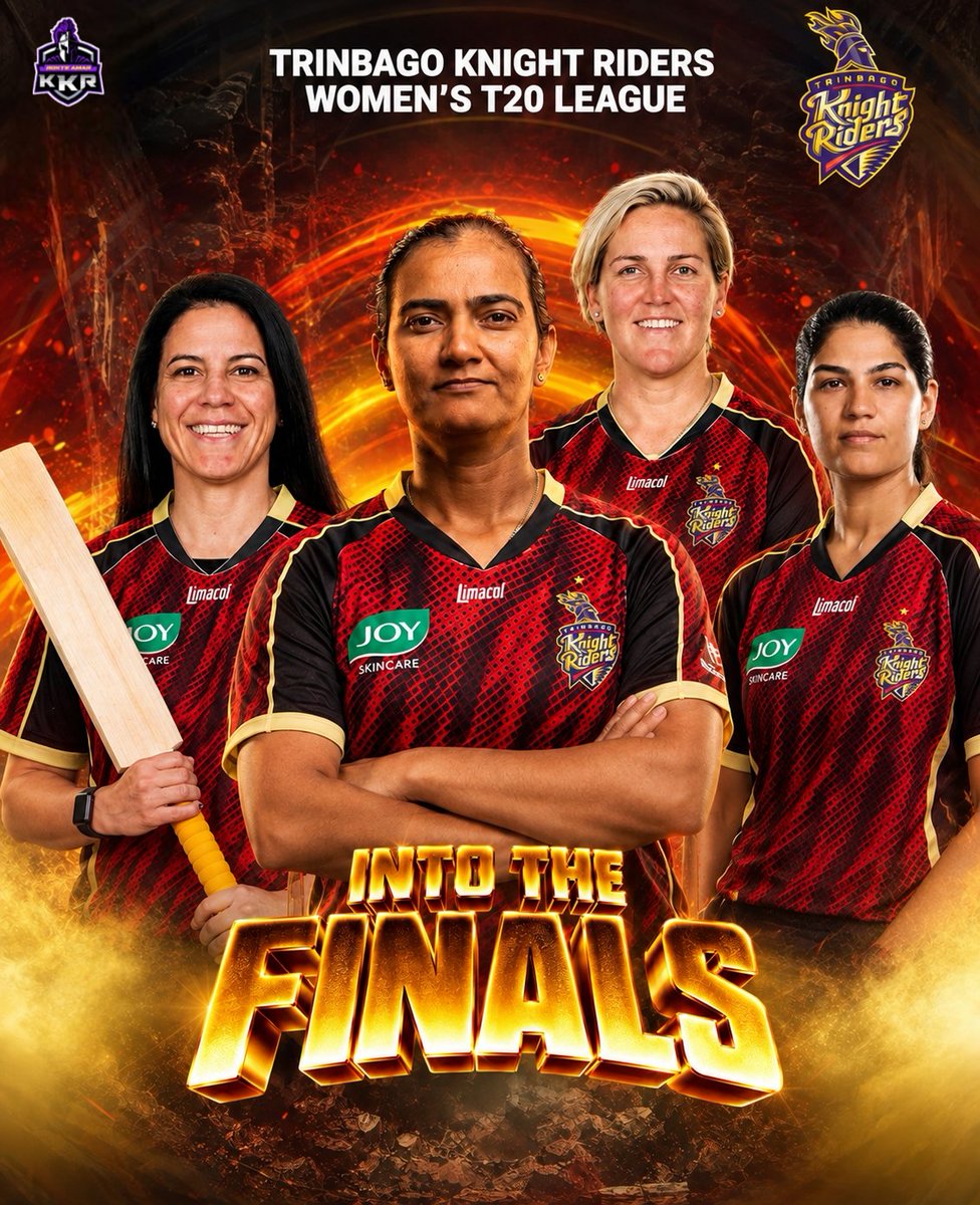 Rokte_Amarr_KKR's tweet photo. INTO THE FINALS! 💜🔥

The Trinbago Knight Riders Women are ready for the biggest battle. 🌟 https://t.co/r3ru9upE3I