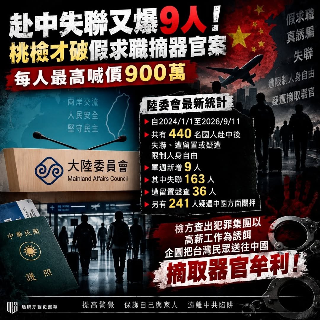 DrStrangeEthan's tweet photo. 桃檢才破獲假求職摘器官案
結果又有9人赴中失聯
蔣不聽 https://t.co/Y2EbrbRzkS
