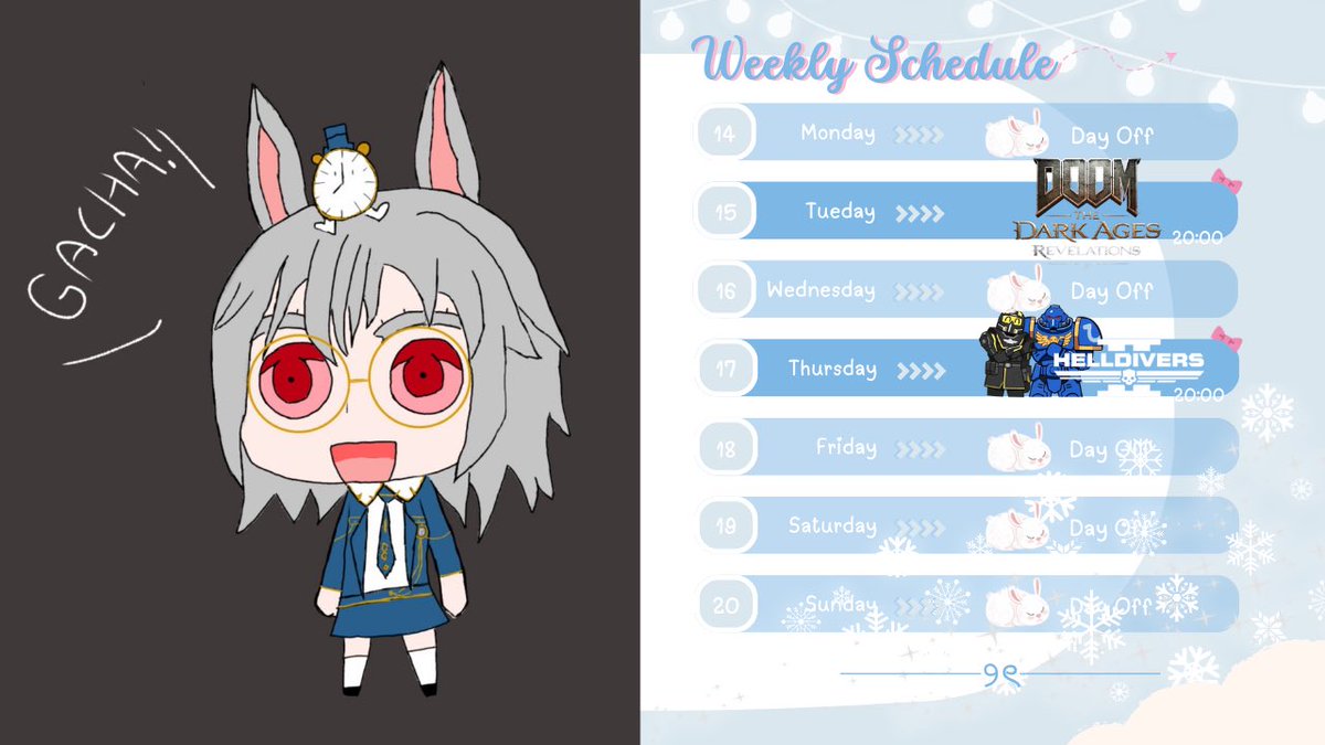 PerikaVZ's tweet photo. 【 Weekly schedule 】🐰⏱️
14 September - 20 September

ขอบคุณ FA @/nonnon_1042🙇🏻‍♀️

#VirtualZeven #VTuberTH #VTuberUprising #PerikaVZ #TheWonderlandVZ https://t.co/pSI36CikAj