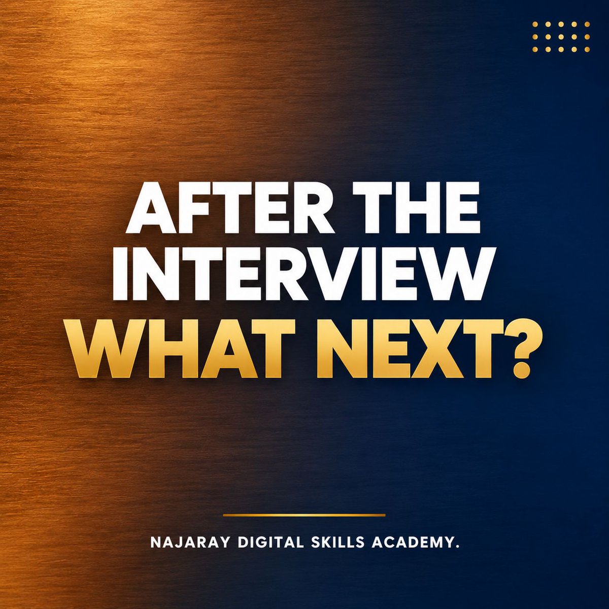 NajarayDigital's tweet photo. Interview over? Don't just wait.

Send a thank-you email, follow up when appropriate, review your performance, and keep applying.

Your professionalism should continue after the interview. https://t.co/td8appMc0C