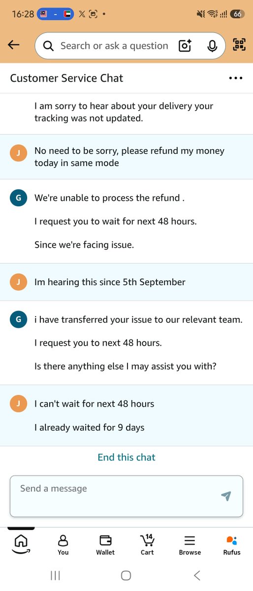 Bee_Lees's tweet photo. @AmazonHelp Still i need to wait for 48 hours? Are you going to refund my money with Intrest? No one is able to support me and dont know why unable to pay my money back https://t.co/JzSCD28Xww
