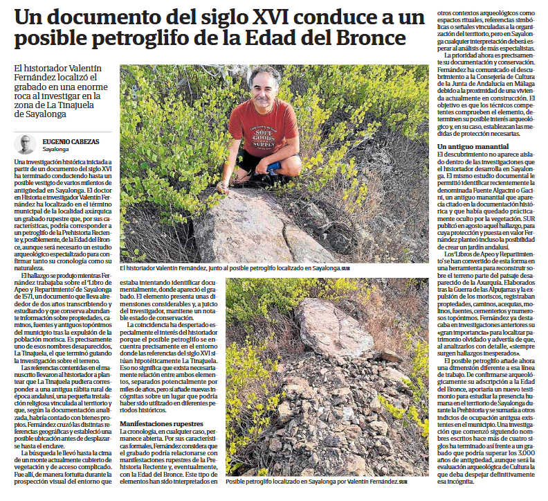 Arturodelp's tweet photo. 🟢 #PrensaImpresa | «Un documento del siglo XVI conduce a un posible petroglifo de la Edad del Bronce» https://t.co/WzzLRI8OWb