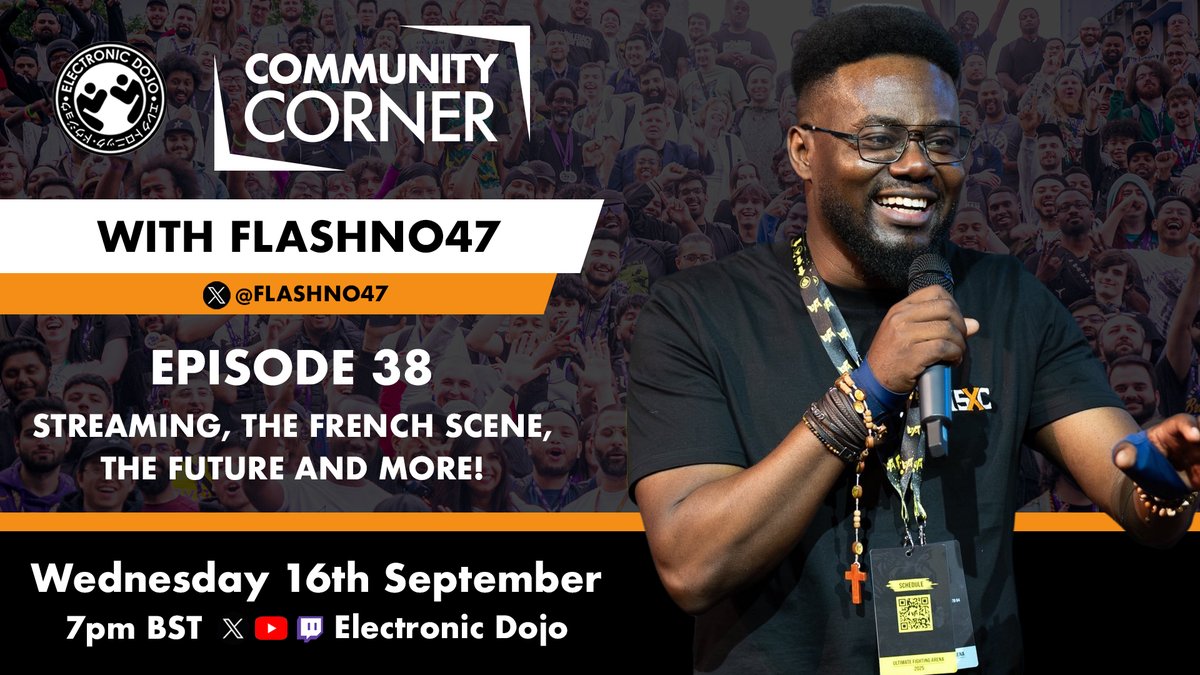 electronicdojo's tweet photo. We're back with another episode of Community Corner this week, where @FlashNo47 will be joining us! We'll be discussing his start into streaming and event organising, learning about the french scene and much more! Its gonna be a good one, Tune in on Wednesday at 7pm BST! 💪🔥 https://t.co/NZVVF43heV