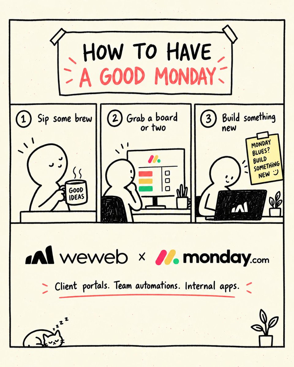 weweb_io's tweet photo. ICYMI, we launched our @mondaydotcom integration last week 🎉

So this Monday, beat the blues. Build instead.
Build that client portal. Automate that team workflow.

✨ Connect monday to WeWeb → Ask AI to build on top of your boards: https://t.co/Jtzjwu9fdD