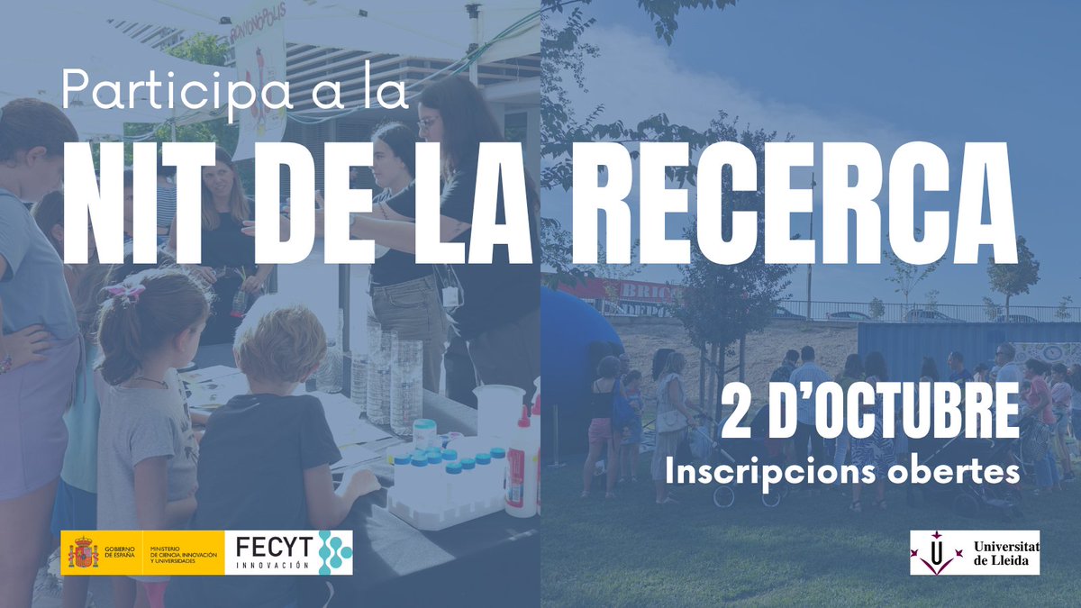 IRBLleida_Info's tweet photo. cat_ El pròxim 2 d'octubre t'esperem a una nova edició de la Nit de la Recerca, una iniciativa que apropa la ciència a la ciutadania a través d'activitats participatives, tallers i trobades amb personal investigador.

🔗Inscripcions en aquest enllaç: https://t.co/aoXpFOOgtn https://t.co/NVkOX35X1T