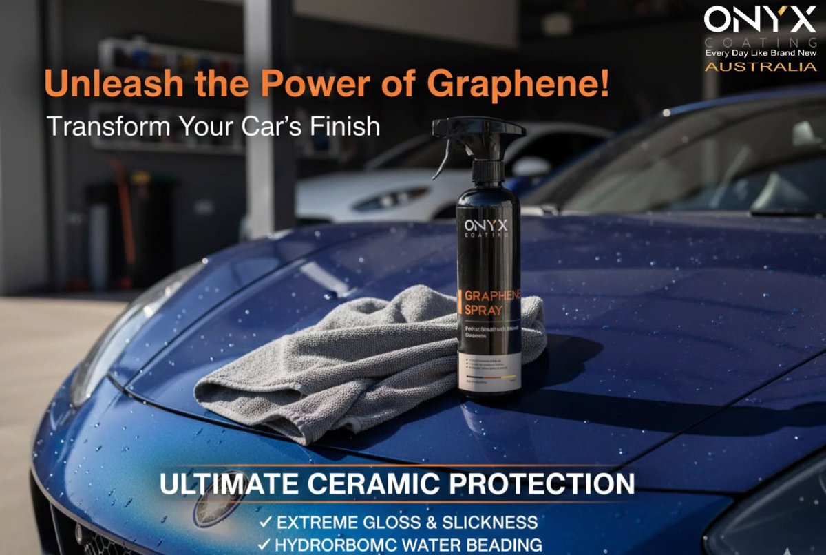 MaryettaFrvq's tweet photo. Graphene and SiO2 protection in 2 simple steps: spray, wipe, shine. This water-based formula delivers a glossy, scratch-resistant finish with durable water and chemical resistance. https://t.co/M7euUTHwi4