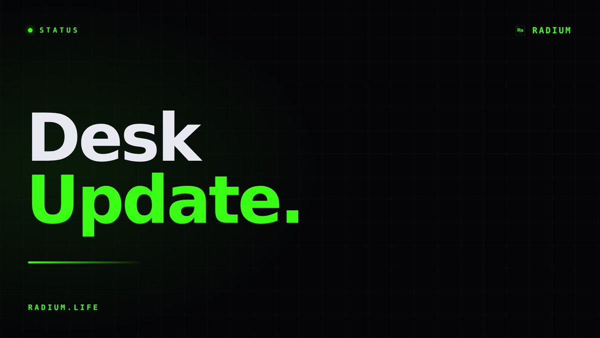 radiumdotlife's tweet photo. We have pushed a round of updates to the desk:

- Lightning fast transactions
- Mobile wallet flow rebuilt from scratch
- Unified wallet layer across every desk

Terminal beta is up next.

https://t.co/CTL1letIKP https://t.co/VQxAyYBZIY
