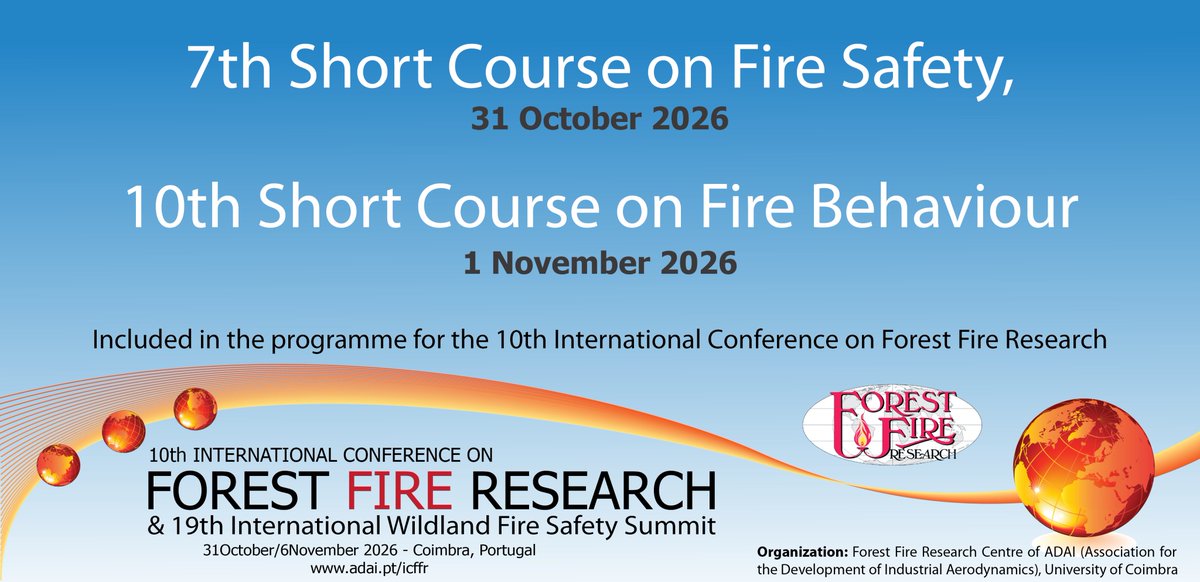 CEIFADAI's tweet photo. We're one and a half months away from the 𝟏𝟎𝐭𝐡 𝑰𝑪𝑭𝑭𝑹 and the 2 short courses, on 𝐅𝐈𝐑𝐄 𝐒𝐀𝐅𝐄𝐓𝐘 and𝐅𝐈𝐑𝐄 𝐁𝐄𝐇𝐀𝐕𝐈𝐎𝐔𝐑.
Don't miss these unique events! More info at https://t.co/XgbbrIttaD
#wildfires #fireresearch #icffr2026 https://t.co/6DLBuVxQd4