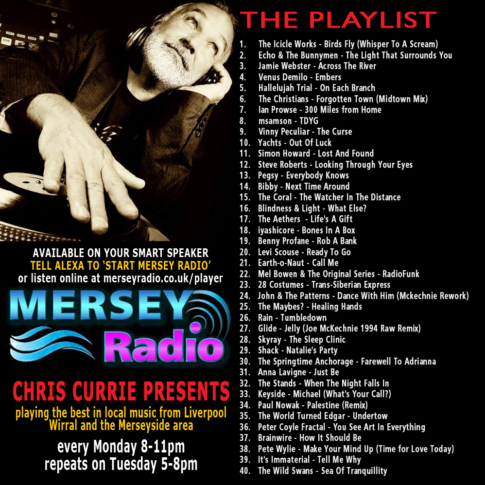 CurrieRadioShow's tweet photo. Another cornucopia of Mersey musical delights on @MerseyRadio - check out the playlist
@Nedproper @bowen_mel @ShaughnessyUK @Will_Fuzz @lavigneanna1 @keysideliv @THVClive @Bunnymen @Leviscouse @BlindnessLight https://t.co/2OvcRIgIXG