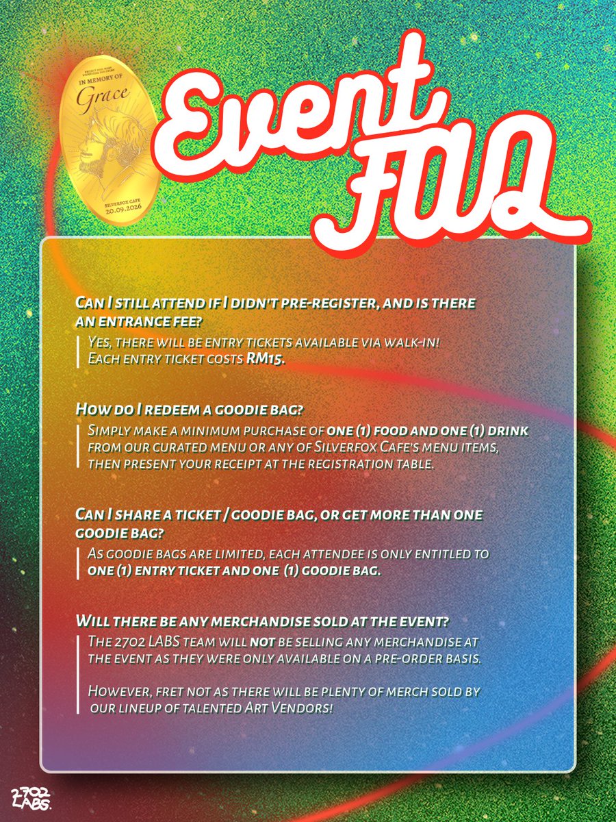 2702LABS's tweet photo. βEntry fee?
βVenue?
βThe Petrova Line?
βWhy is the Astrophage eating the sun?
βI heard all the crops will die, the economy will free fall, and half the earth will die of starvation. Is that true? Are we all gonna die?
Just some Qs you may have for #InMemoryofGraceCSE. https://t.co/7sSosLsILD