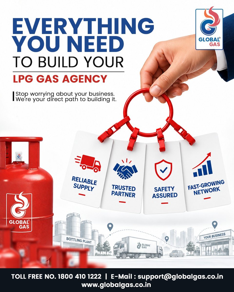 JMSglobalgas's tweet photo. Build your LPG business with the right partner! 

Start with JMS Global Gas for reliable LPG supply, trusted support, safety &amp; a growing network.

📞 Contact: 18004101222
🌐 Website: https://t.co/34CC0d2vmI
📧 Email: support@globalgas.co.in

#JMSGlobalGas #LPGBusiness #LPGAgency https://t.co/2wwY4myGHV