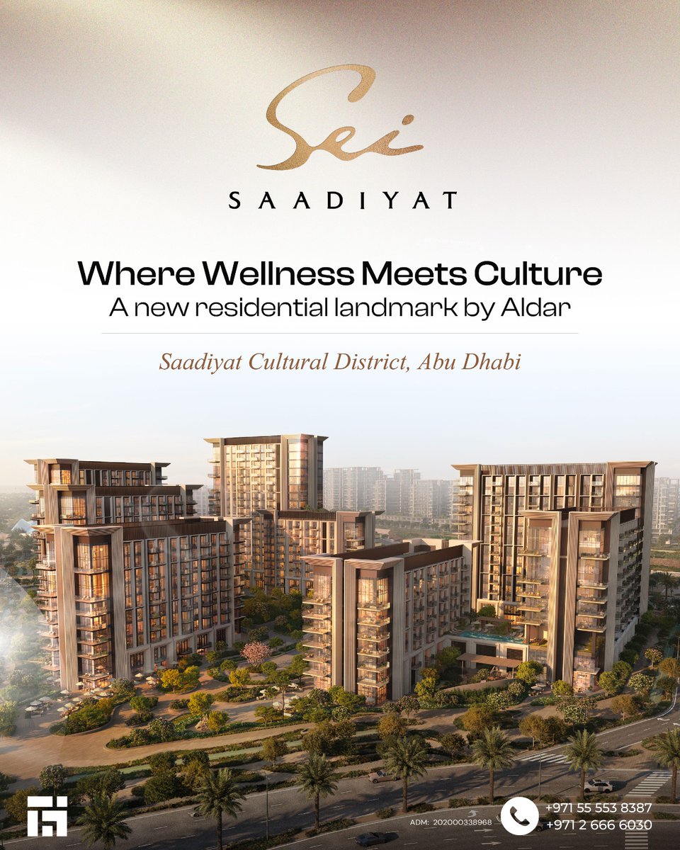 Sustainable_AD's tweet photo. SEI SAADIYAT — where wellness meets culture. 🌿🎨

1–3BR residences by Aldar in Saadiyat Cultural District, surrounded by art, culture &amp; thoughtful living.

📩 Register your interest today.

#SeiSaadiyat #SaadiyatIsland #AbuDhabiRealEstate #Aldar #AbuDhabi https://t.co/1bDaryISGm