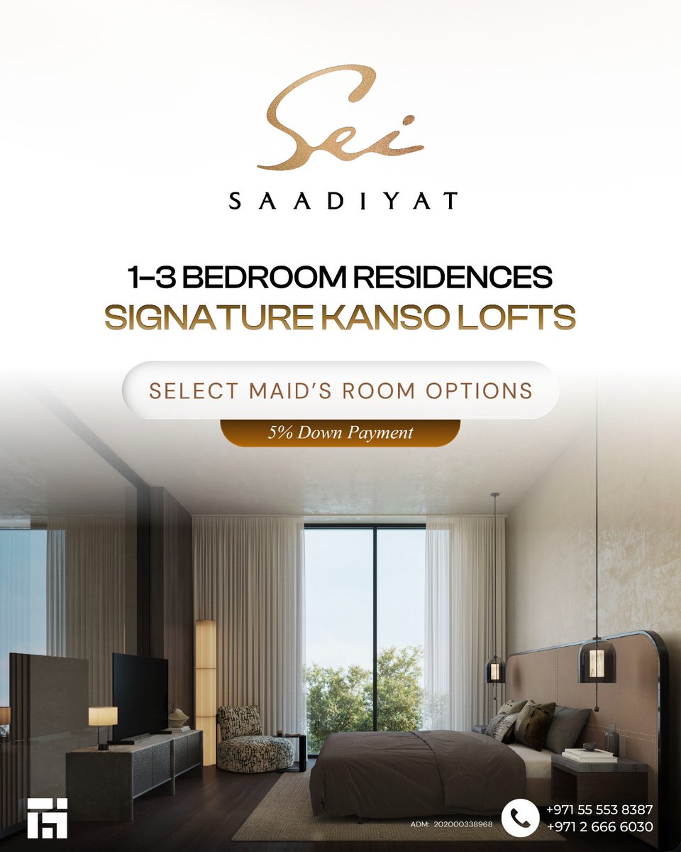 Sustainable_AD's tweet photo. SEI SAADIYAT — where wellness meets culture. 🌿🎨

1–3BR residences by Aldar in Saadiyat Cultural District, surrounded by art, culture &amp; thoughtful living.

📩 Register your interest today.

#SeiSaadiyat #SaadiyatIsland #AbuDhabiRealEstate #Aldar #AbuDhabi https://t.co/1bDaryISGm
