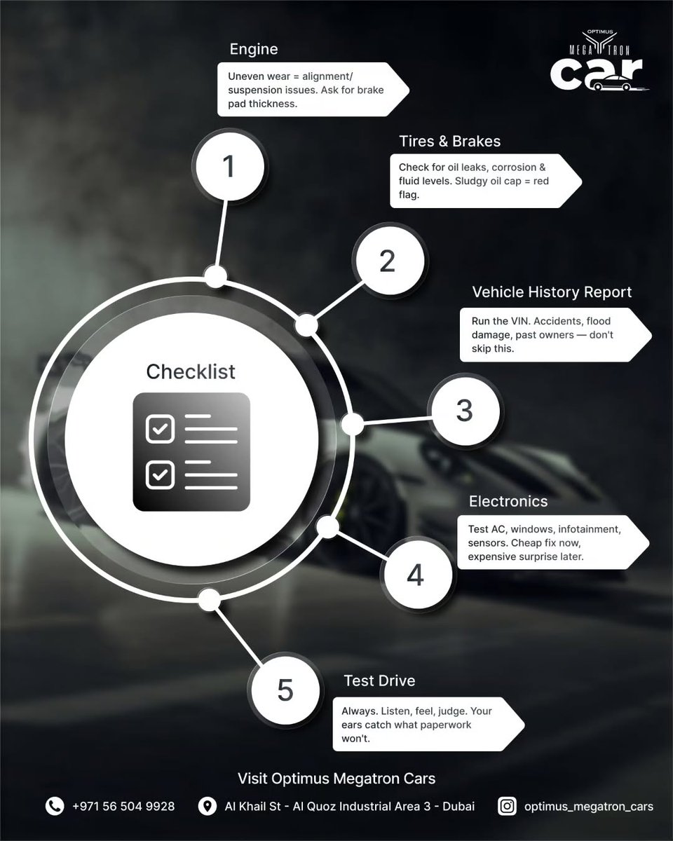 LesliFunaro's tweet photo. Smart buyers inspect before they sign. Get a professional pre-purchase vehicle inspection at Optimus Megatron Car and buy with confidence. Payment plans available with YUSR. Call +971 56 504 9928. Al Quoz 3, Dubai. https://t.co/84zrcaHSsY