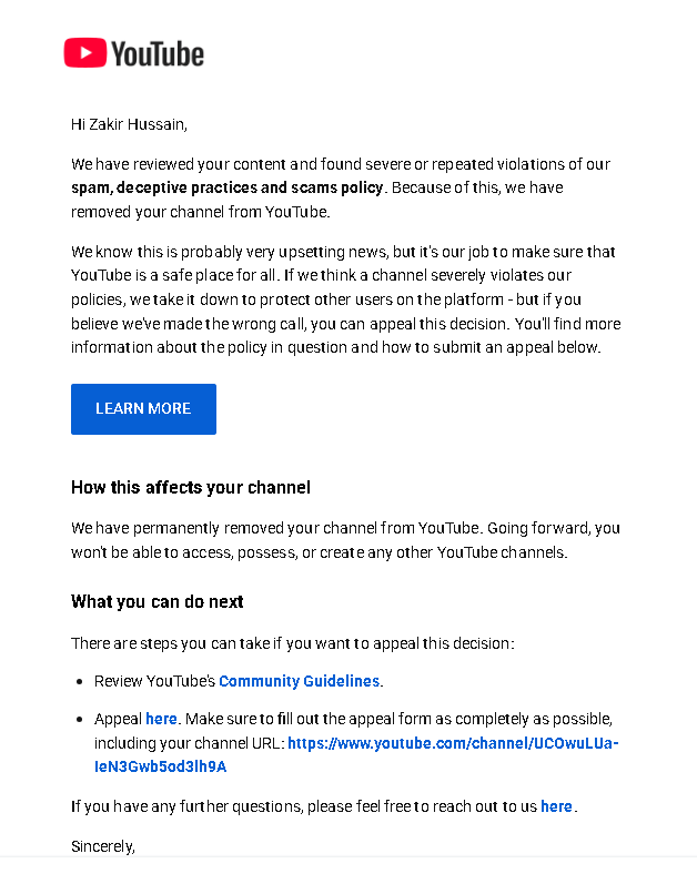 rekki_studios's tweet photo. @TeamYouTube My channel “Rekki Studios Official” was terminated 4 days ago for Spam, Deceptive Practices and Scams. I submitted an appeal, but it was rejected.

The channel was a filmmaking channel containing original short films, teasers, trailers and BTS content. https://t.co/yig4TKWJOy
