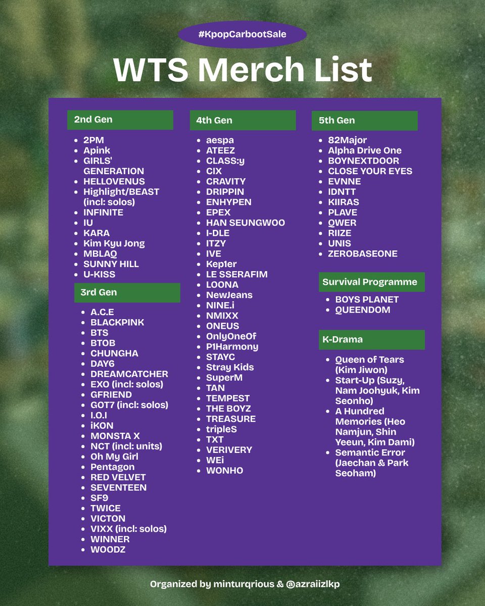 simpjaeyuns's tweet photo. Our Kpop Carboot Sale happening this Saturday will feature 60+ Kpop groups and some K-Drama merch to let go with official autograph 👀

📆 19 Sep (Sat)
🕒 4PM-7PM
📍 Lepak Senja, Kayu Ara
🚊 5-6 mins walk, LRT Kayu Ara
🏟️ https://t.co/AAJueRM7Fo

Spot your favs?

#kpopcarbootsale https://t.co/N8nb4ytBcu