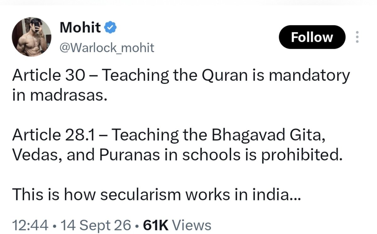 faizan0008's tweet photo. We have Build Madarsas to teach Quran and Islam

Build Gurukuls to teach Bhagvat Gita and Hinduism https://t.co/l72XYItd9a