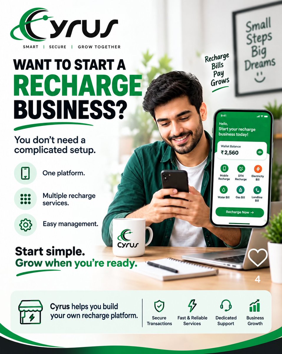 cymlmsoftware's tweet photo. Choose the Cyrus Recharge Solutions for start to a recharge business with the smart &amp; scalable Recharge Software

Visit: https://t.co/jGpu8Jt8kk

#rechargesoftware #rechargeapi #CyrusRechargeSolutions https://t.co/qulR8Uipk5