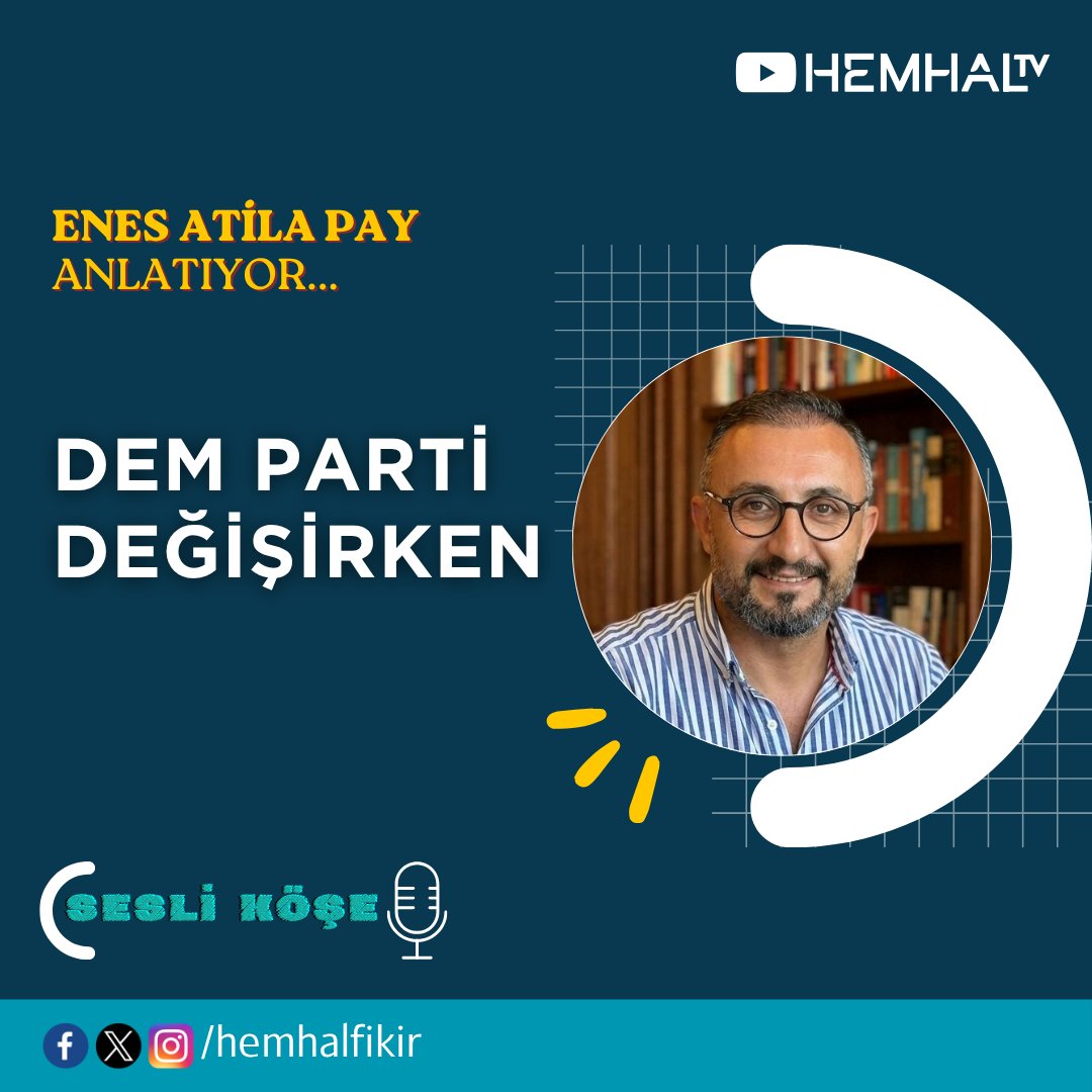 hemhalfikir's tweet photo. 🔴SESLİ KÖŞE
Zor Bir Soru: Dem Parti Değişirken

🗣️Enes Atila Pay (@enesati)

🔗➡️https://t.co/1PW4dsxOML
