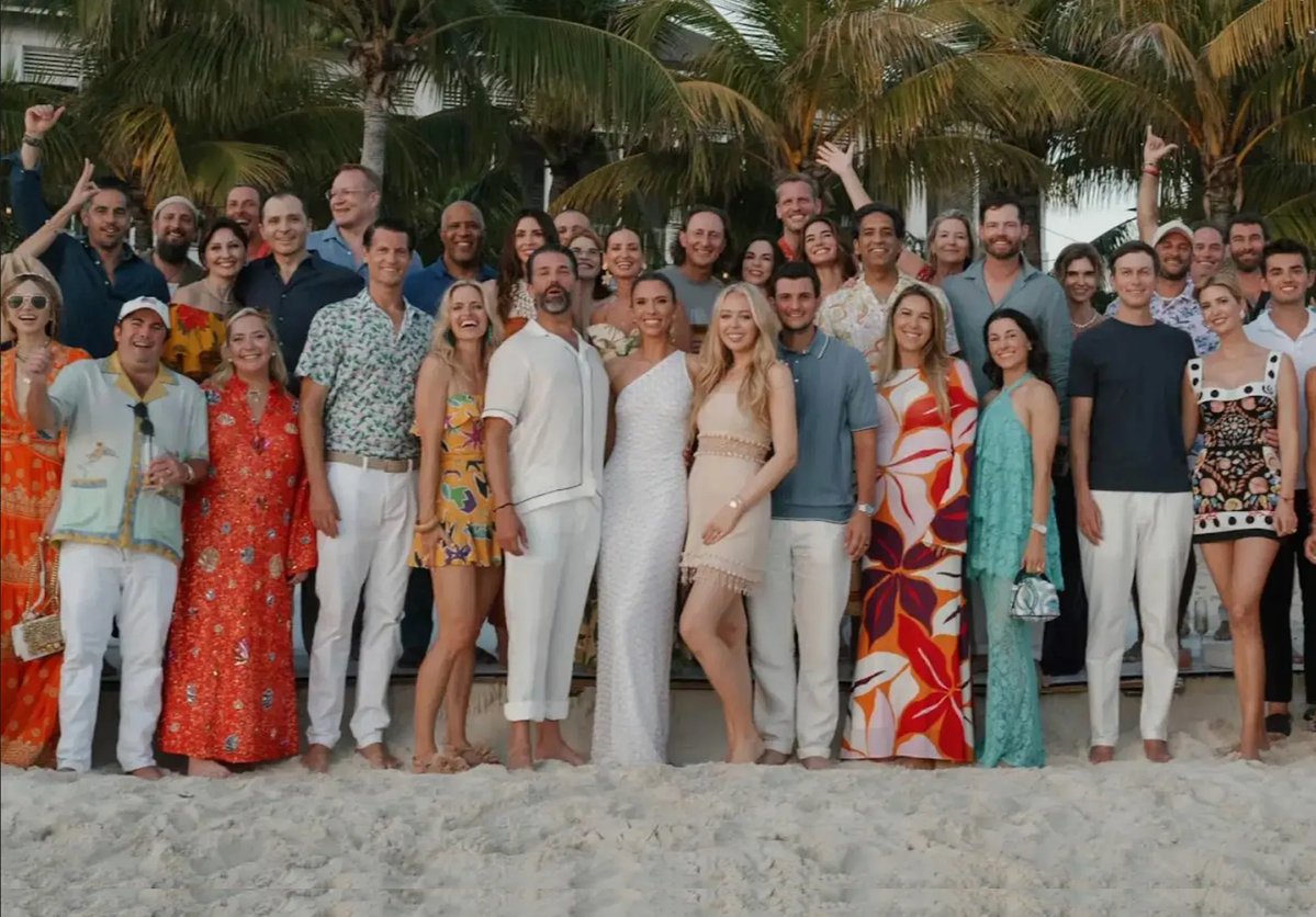 propublica's tweet photo. Look at this photo we found from Donald Trump Jr.’s lavish Bahamas wedding. 

Can you spot the Russian oligarch close to Putin who bankrolled the event? 🧵 https://t.co/4hNM194PlY