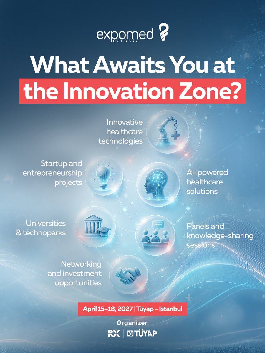 expomedeurasia's tweet photo. The ideas and innovative solutions shaping the future of healthcare come together at the Expomed Eurasia Innovation Zone.

🔗 https://t.co/2bThEILPpr

📅 April 15–18, 2027
📍 Tüyap - Istanbul

#Expomed2027 #Expomed #MedicalFair #MedicalConsumables #HealthTech https://t.co/zuZnzM3iYz
