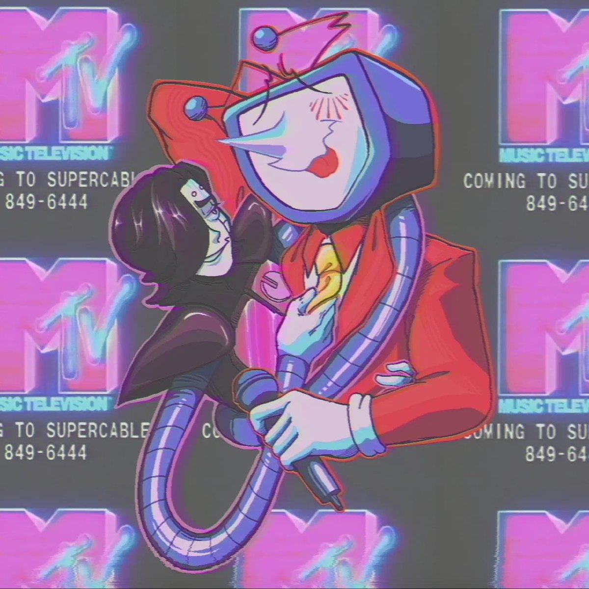 SilenceCaravan's tweet photo. Mtv ... Why didn't anyone think of making the name of their ship Mtv?

#deltarune #undertale #tenna #mettaton https://t.co/QQD1QhMzm0