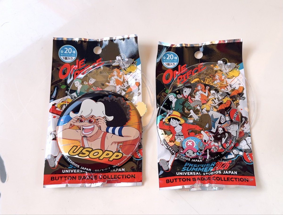 ararshi5's tweet photo. USJ ユニバ
ワンピース　缶バッジ　
【交換希望】

【譲】集合、ウソップ

【求】サンジor定価
本日USJ内取引可能です☺️
それ以外の日程でもUSJ内、大阪での取引検討可能ですのでよろしくお願いします。 https://t.co/TlTkVu3YW0