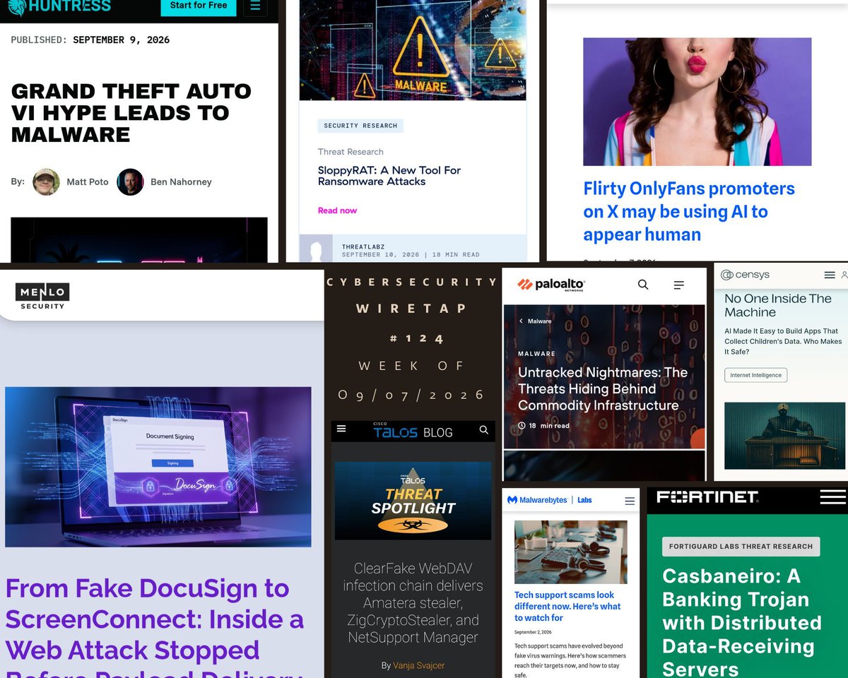 AndySvints's tweet photo. Cybersecurity Wiretap #125: From ClickFix to Rogue RMM with a Focus on Weaponizing Trusted Tools (week of 09/07/2026) – AndySvints  https://t.co/siB20JeQmC https://t.co/0xd6GEx661