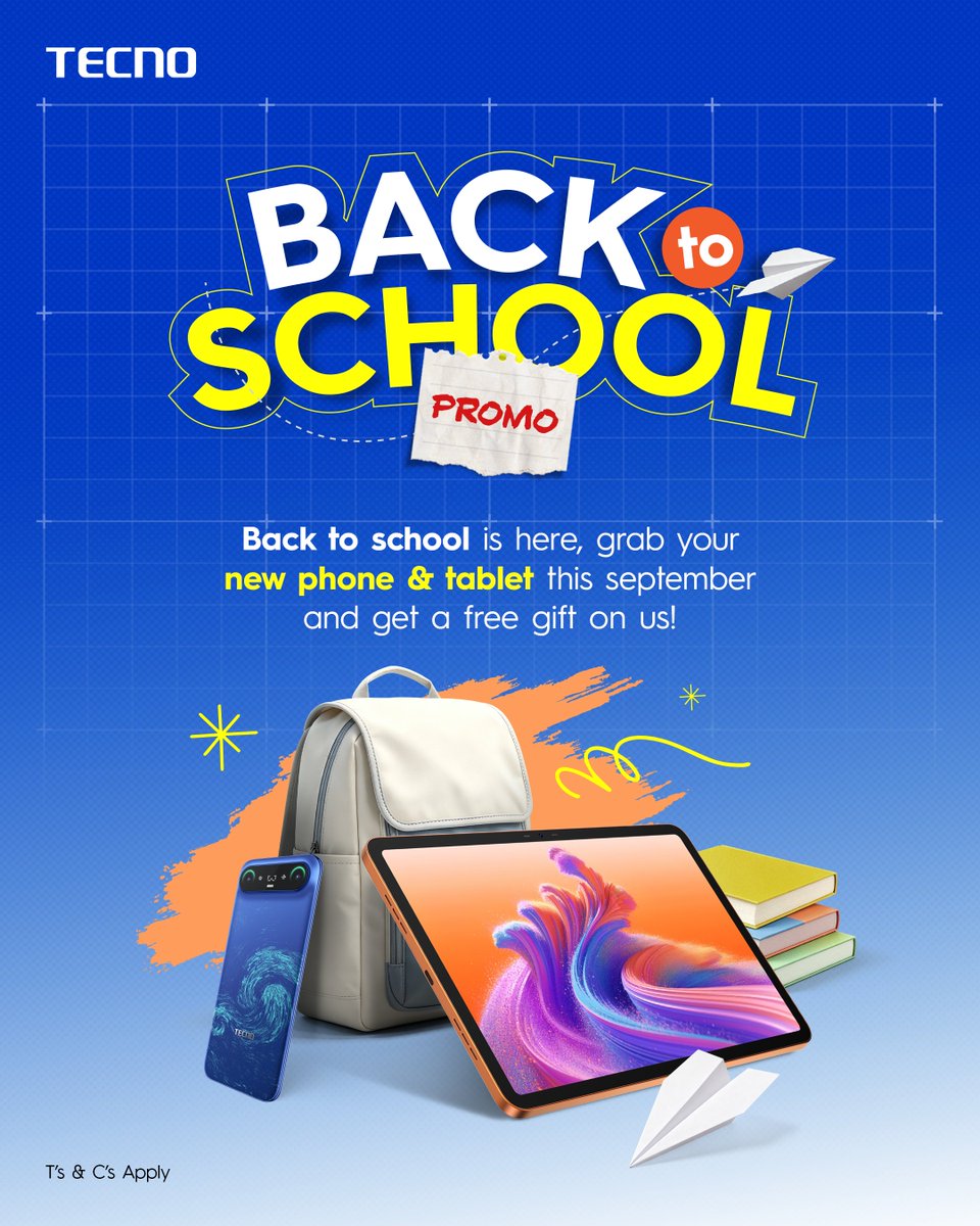 TecnoMobileGH's tweet photo. IT’S FINALLY HERE! 
Back to School just got more exciting with TECNO!  Students get ready to enjoy amazing deals, get free gifts and many more surprises. 

Check the comment section for further details. https://t.co/wzsVt5FqfA