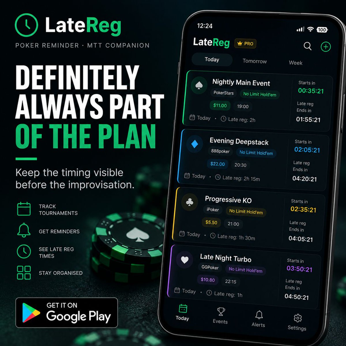 LynxDigitalApps's tweet photo. You spot a tournament just before late reg closes and rewrite history: this was definitely always part of the plan.

LateReg keeps the timing visible before the improvisation.

Android:
https://t.co/ioHeVuPW0Q https://t.co/dp5UM5vICO