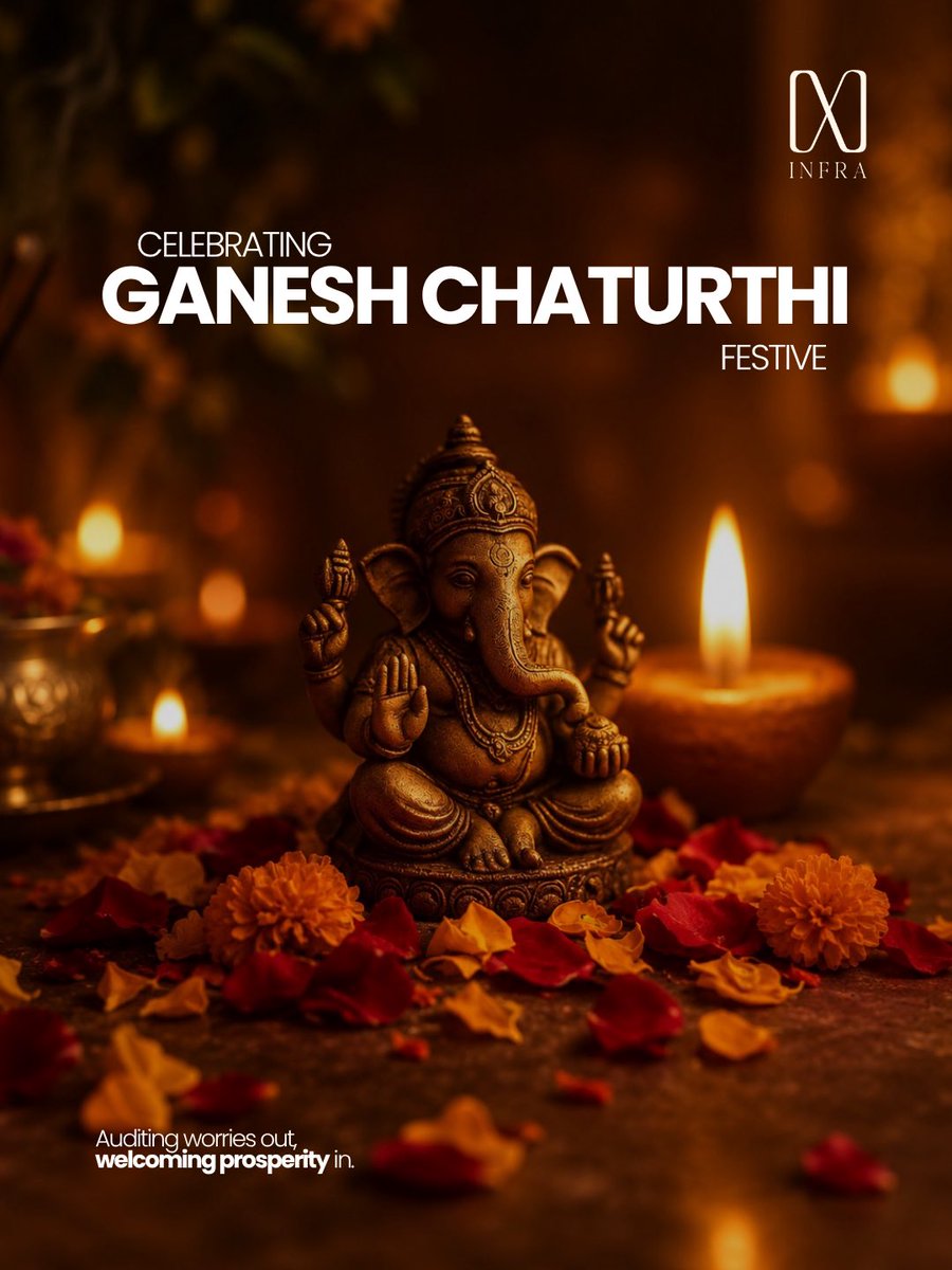 1XLInfra's tweet photo. May Ganesh remove every obstacle from your journey and bless your homes, your dreams, and your ambitions with happiness, prosperity, wisdom and boundless success. To all our partners and colleagues who work together with 1XLInfra. 

#GaneshChaturthi #RealEstateDevelopment #HappyGaneshChaturthi #InstitutionalInvesting #DubaiDevelopment