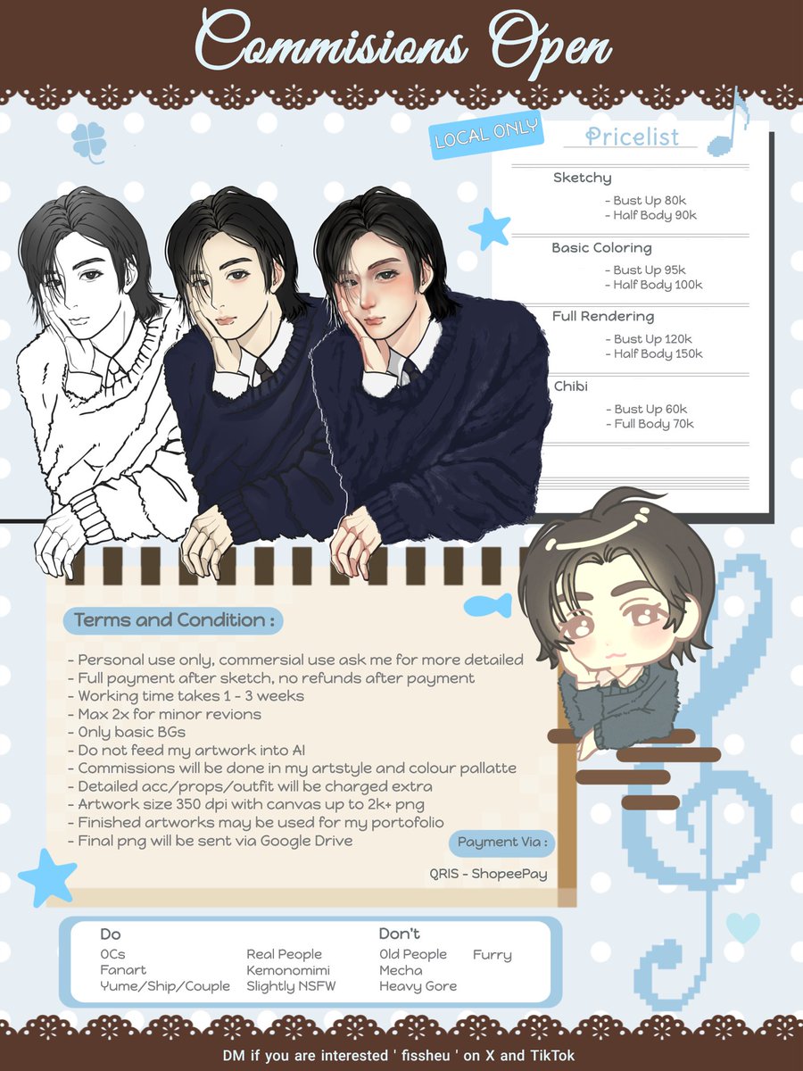 fissheu's tweet photo. 🐟 COMMISSION OPEN! 
[ ♡ + ↻ are very appreciated ]

Hello!! @fissheu is currently opening commissions! Available for local 🇮🇩 please read the ToS bellow↓

DM me if you have any questions ദ്ദി◝ ⩊ ◜)

#commission #opencomissions #artidn https://t.co/JkmIJP3Wsn