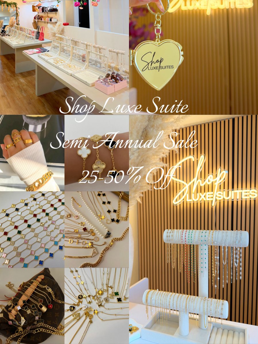 Tamires541's tweet photo. Shop Luxe Babes this Sunday. Enjoy 25–50% off, goodie bags, giveaways, vendors, and more. First $100+ purchases receive a custom engraved gold mirror. Permanent jewelry from $45. Free hair clip with every purchase. https://t.co/5OL9wH5vz3