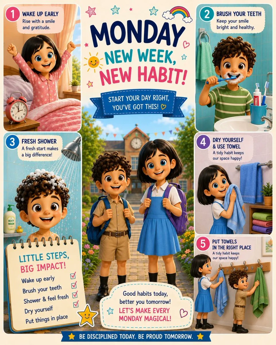 NickFresh0's tweet photo. A brand-new week starts with one good habit. Wake up early, brush your teeth, stay fresh, and begin Monday with a smile. Small habits today build a brighter tomorrow. https://t.co/EbAvOAN1f4