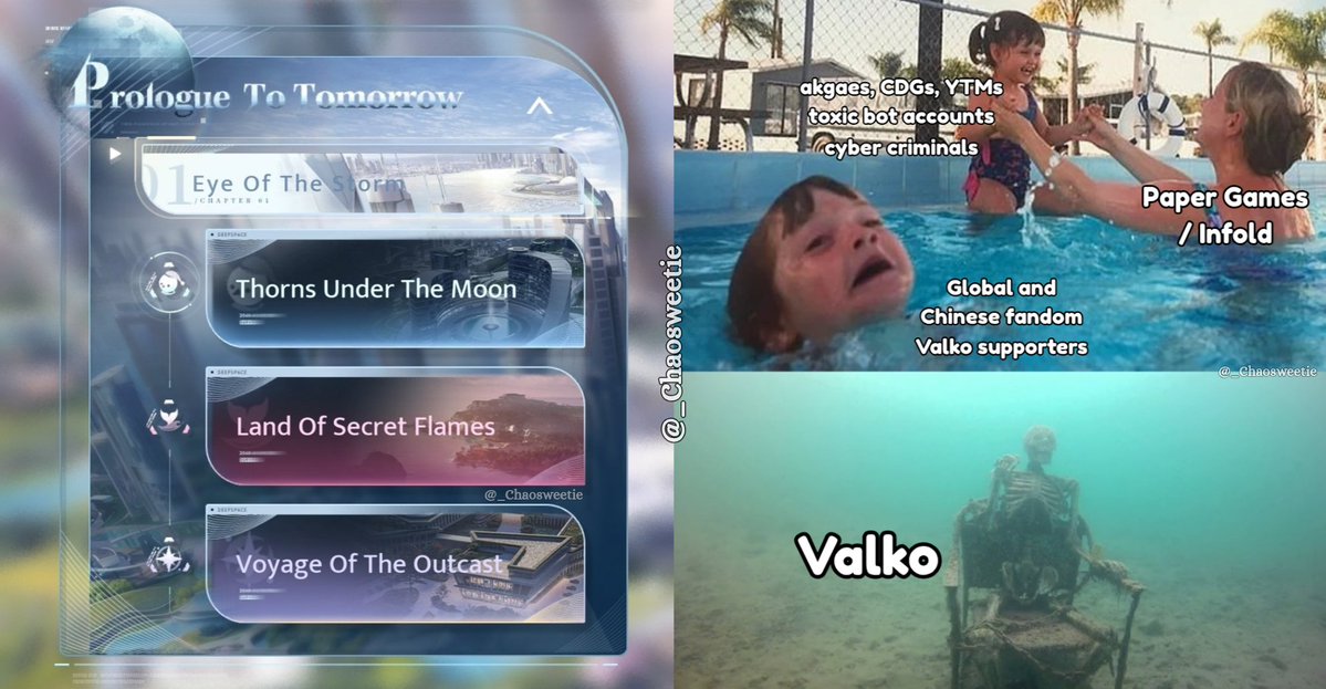 _Chaosweetie's tweet photo. I predicted this merely 4 days after Valko was retracted.

Unless they release a substantial update that reinstates Valko and introduces a new UI mirroring the Light-Trio’s branch story, “Prologue To Tomorrow”, I fear this marks the beginning of a retcon. With no corresponding section for the Dark-Trio’s story updates, I’m increasingly concerned that the narrative will be left permanently fragmented.

Every branch is part of the core narrative, and therefore part of the canon story. These are not inconsequential side stories that can simply be discarded without consequence. If Valko is ultimately not released, it will directly affect Caleb’s “Timelock Event” story and future Main Story development in a detrimental manner.

This is also compounded by the inaccurate in-game translations that have persisted for quite some time. When the narrative itself is already being handled inconsistently, mistranslation only makes an already fractured experience even more difficult for players to follow.

Let this serve as a lesson to every gaming company: this is what happens when a corporation caters to a loud minority of non-gamers on social media and within it’s fandom community, while continuing to disregard and disrespect the core players who actually support and engage with the game.

𝗩𝗮𝗹𝗸𝗼 𝘄𝗮𝘀 𝗿𝗲𝘁𝗿𝗮𝗰𝘁𝗲𝗱 𝗳𝗼𝗿 𝗻𝗼𝘁𝗵𝗶𝗻𝗴.
We would have received this Main Story update regardless.

#LADSis6 #ReinstateValkoNow #Reject5LIMulti #NoValkoNoMoney #BringValkoBack