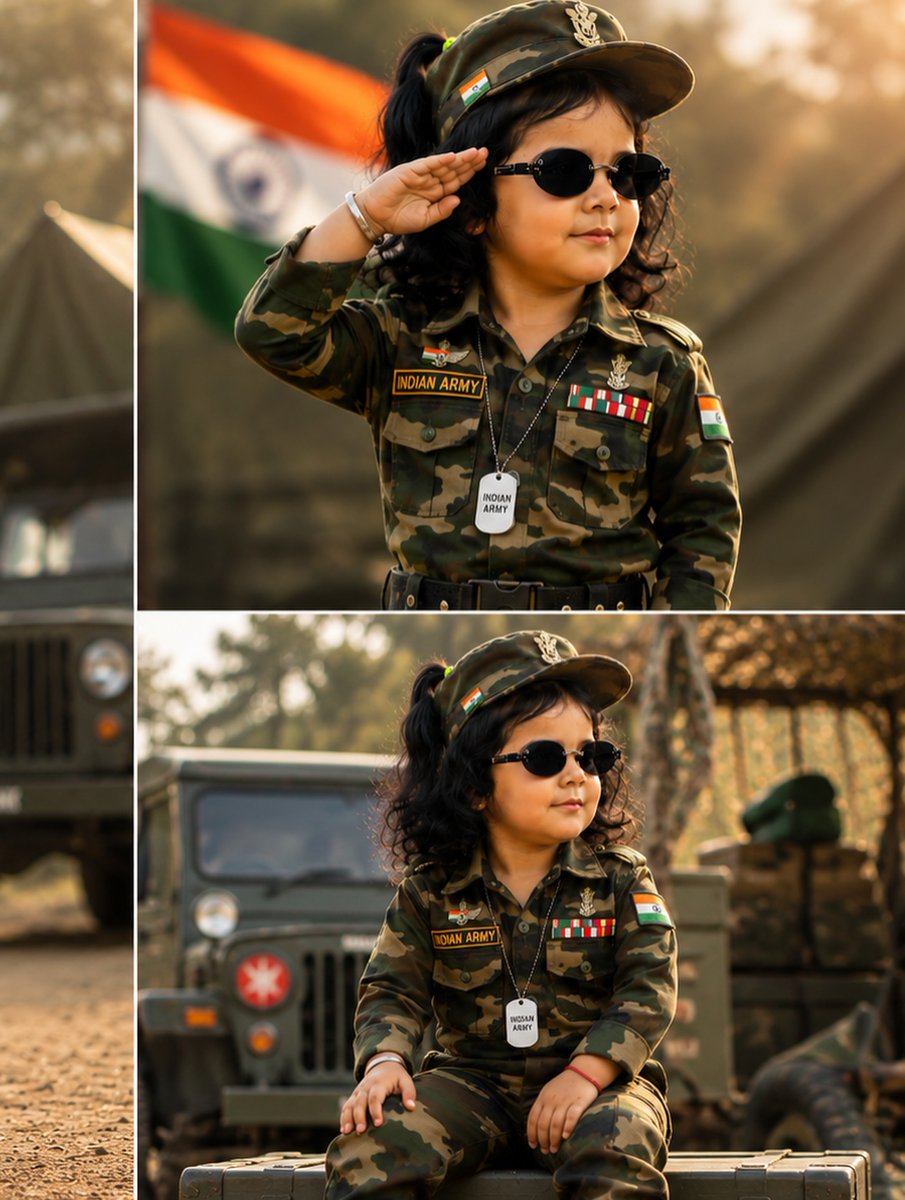 birinha4's tweet photo. Nanhi fauji, bade sapne. Desh ki sherni, cute bhi brave bhi. Army wali attitude, princess wali smile. https://t.co/LWK3eHKe3B