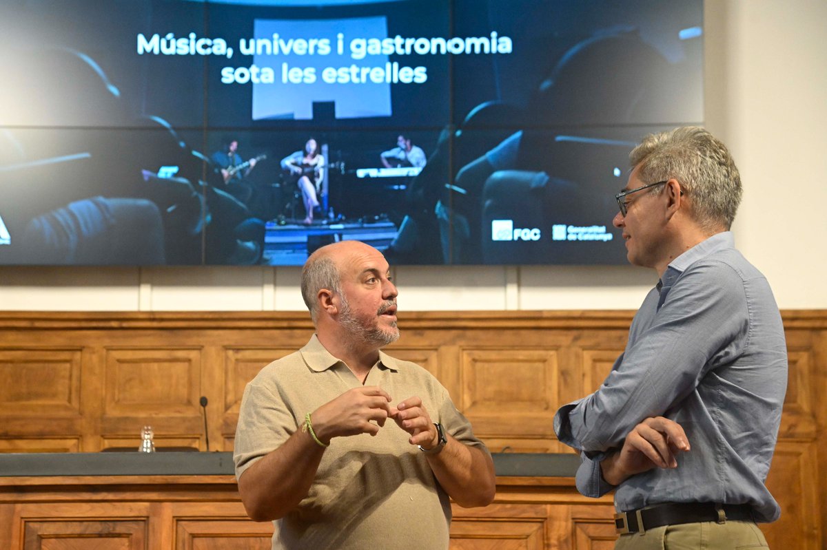 IEILleida's tweet photo. ✨ Avui hem presentat la 16a edició del cicle ‘Música, univers i gastronomia sota les estrelles’ del @parcastronomic i @FGC. 

🎶 Cartell de luxe amb @amicsdelesarts, @TomeuPenya, Lluís Sánchez, @ElectricaDharma i Meritxell i @juditneddermann.

+ℹ️https://t.co/ItChQe7ceT https://t.co/ox28bwhwKb