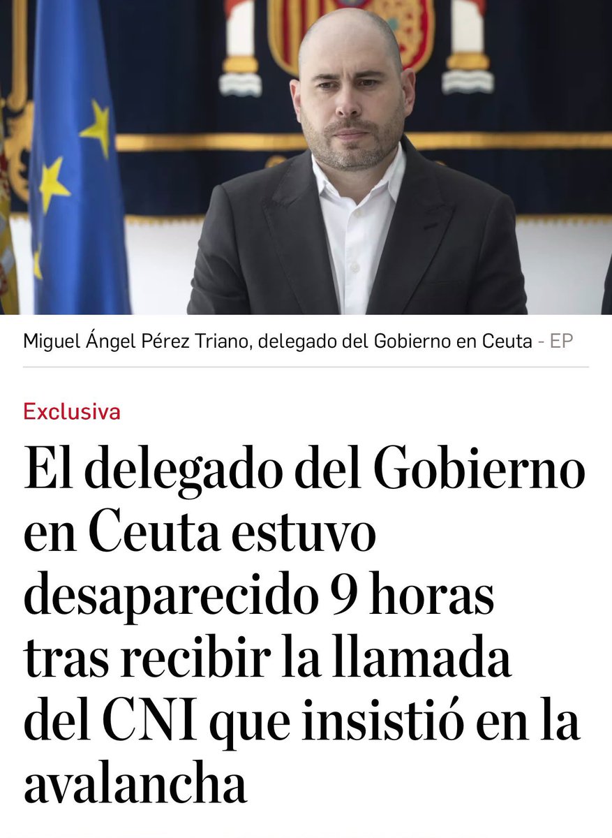maarioderueda's tweet photo. 🔴VAYA: El delegado del Gobierno en Ceuta estuvo 9 horas desaparecido tras ser avisado de la invasión.

➡️Pese a haberlo negado, el CNI sí le llamó para decirle que Marruecos iba a invadir Ceuta, y ante ese aviso decidió estar incomunicado durante horas.

Es indecente. TRAIDOR👇🏻 https://t.co/bpx13lcrfq